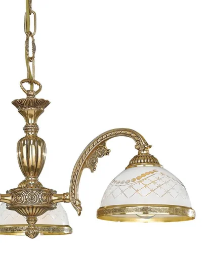 Люстра подвесная  L 7102/3 Reccagni Angelo белая на 3 лампы, основание золотое в стиле классический  фото 2